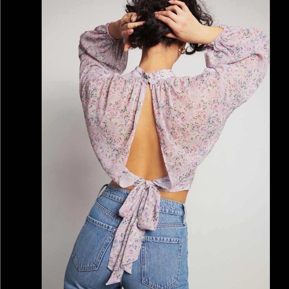 Dynamite Floral Mock Neck Blouse